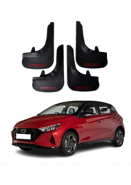 Hyundai I20 2021-2022 Uyumlu Racing Yazılı 4'lü Tozluk Çamurluk Paçalık Modifiye