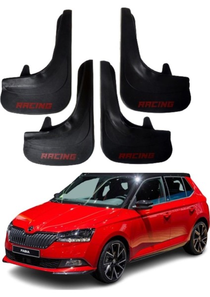 Skoda Fabia Uyumlu Racing Yazılı 4'lü Tozluk Çamurluk Paçalık Modifiye