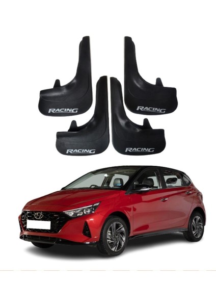 Hyundai I20 2021-2022 Uyumlu Racing Yazılı 4'lü Tozluk Çamurluk Paçalık Modifiye
