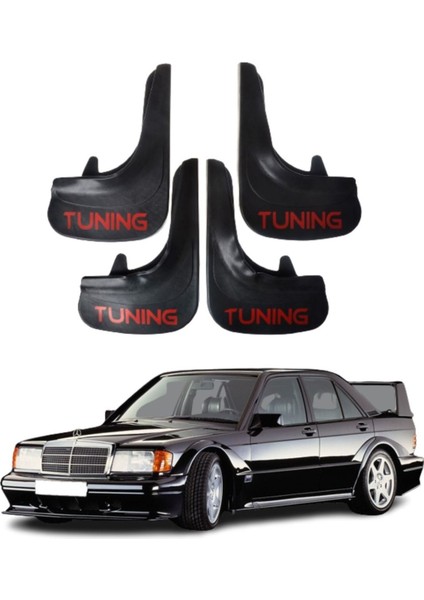 Mercedes 190 E Uyumlu Tuning Yazılı 4'lü Tozluk Çamurluk Paçalık Modifiye
