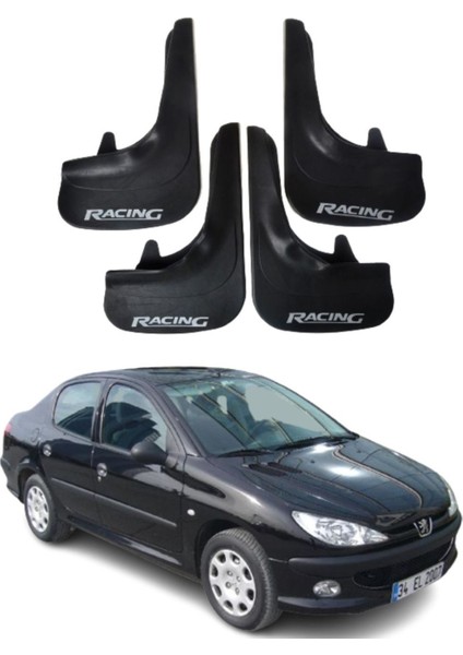Peugeot 206 Sd Tüm Kasalara Uyumlu Racing Yazılı 4'lü Tozluk Çamurluk Paçalık Modifiye