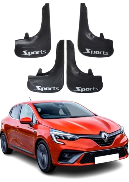 Renault Clio 5 Hb 2019-2021 Uyumlu Sports Yazılı 4'lü Tozluk Çamurluk Paçalık Modifiye