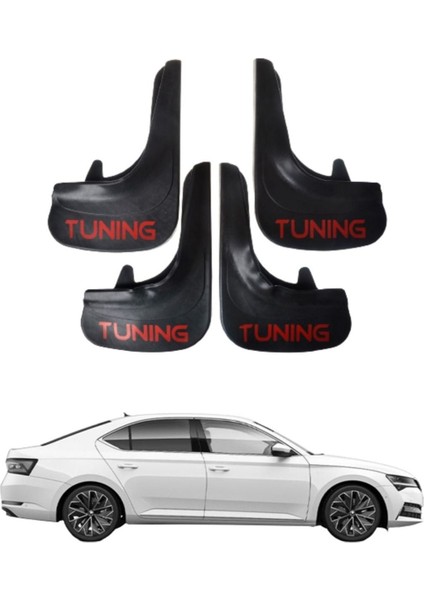 Skoda Superb Uyumlu Tuning Yazılı 4'lü Tozluk Çamurluk Paçalık Modifiye