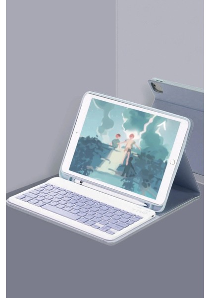 iPad 2022 10.9 (10.nesil) Kılıf KC01 Smart Klavyeli Tablet Kılıfı - Lacivert