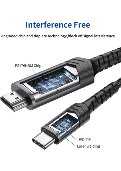 USB C Type-C To HDMI Görüntü Aktarım Kablosu 4K@60Hz USB 3.1 Type-C HDMI 2.0 Kablosu fiyatları