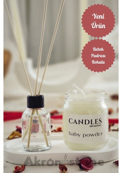 Bebek Pudrası Kokulu Oda Kokusu ve Kavanoz Mum, Beyaz, Şık ve Ferahlatıcı Atmosfer