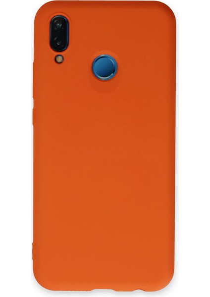 Huawei P20 Lite Kılıf Nano Içi Kadife Silikon - Turuncu Arbkd