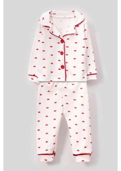 Kız Çocuk Pamuklu Düğmeli Uzun Kollu Pijama Takımı - 1507 -1508 indirimleri