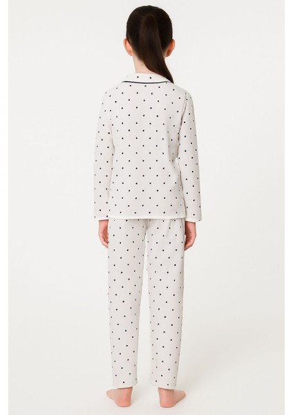 Kız Çocuk Pamuklu Düğmeli Uzun Kollu Pijama Takımı - 1507 -1508 modelleri