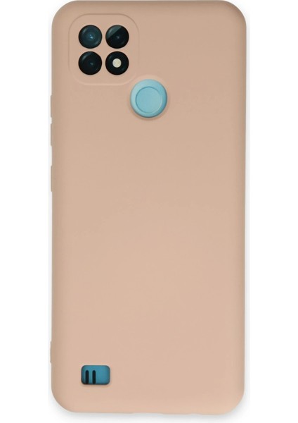 Realme C21 Kılıf Nano Içi Kadife Silikon - Pudra Arbkd