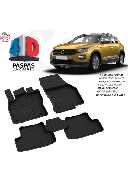 VW T Roc 4D Havuzlu Havuzlu Paspas 2019 Üzeri