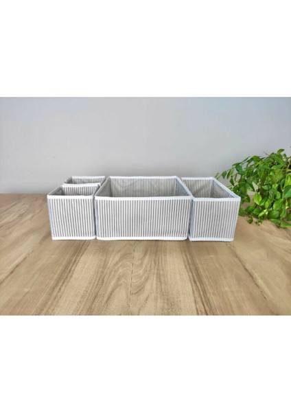 Çizgili Gri 4 Parça Çok Amaçlı Çekmece ve Dolap Içi Düzenleyici