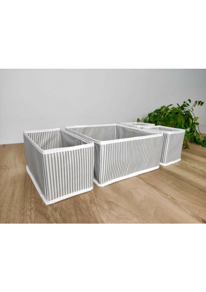 Çizgili Gri 4 Parça Çok Amaçlı Çekmece ve Dolap Içi Düzenleyici modelleri