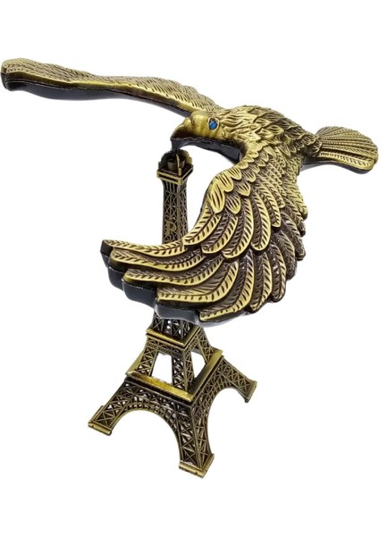 Vintage Metal Dengeli Kartal ve Eyfel Kulesi Bronz 12X10 cm