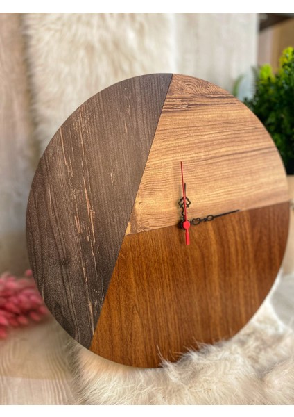 Üç Renk Ahşap Modern Duvar Saati fiyatları