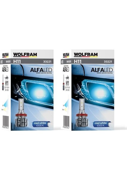 33221 - Ampul Alfa Fansız H11 LED Zenon 1.800 Lümen 12V 19W