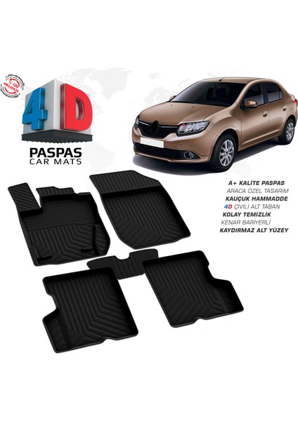 Renault Symbol 3 4D Havuzlu Paspas 2013-2017