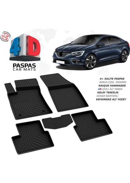Renault Megane 4 Sedan 4D Havuzlu Paspas 2016-2020