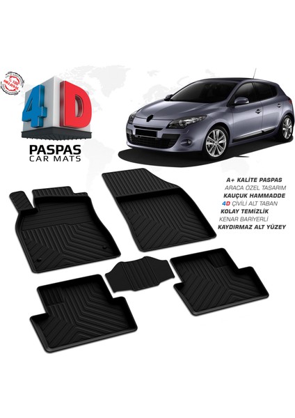 Renault Megane 3 4D Havuzlu Paspas 2010-2016