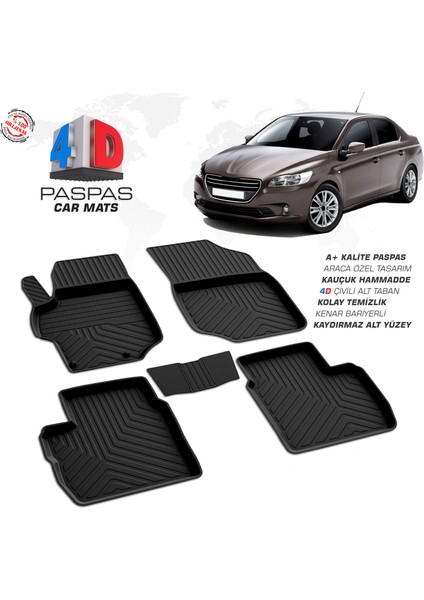 Peugeot 301 4D Havuzlu Paspas 2012-2017