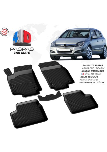 Opel Astra H HB 4D Havuzlu Paspas 2004-2013