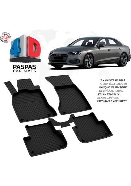 Audi A4 B10 4D Havuzlu Paspas 2019 Üzeri