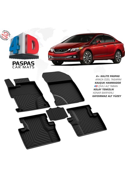 Honda Civic SD 4D Havuzlu Paspas 2012-2016