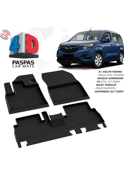 Opel Combo E 4D Havuzlu Paspas 2018-2023