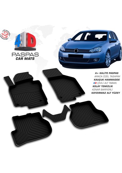 VW Golf 6 4D Havuzlu Paspas 2010-2013