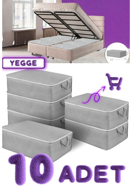 10 Adet - Büyük Boy Bazaaltı ve Çekyat Hurç 64 x 45 x 22 cm Antrasit Gri