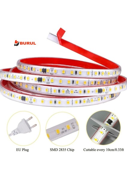 2.5 Metre Beyaz Işık Yapışkanlı Yüksek Lümen Silikonlu Şerit LED Işık Fişli Aydınlatma SB-6548 fiyatları