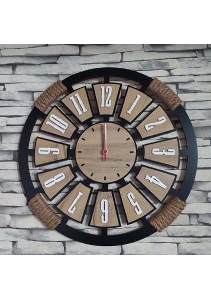 Halat Detaylı Ahşap Duvar Saati