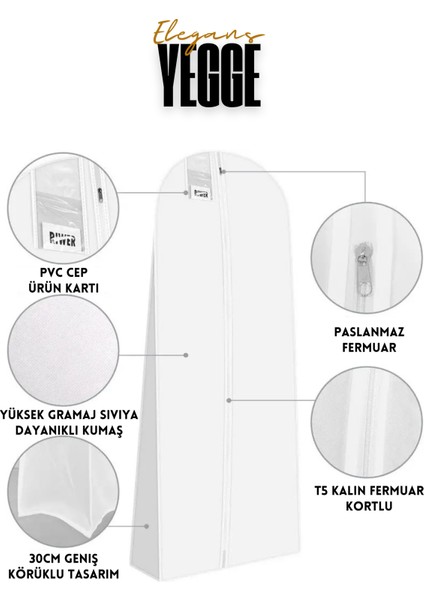 Elegans Gelinlik Kılıfı, Kıyafet,elbise Koruma Taşıma Kılıfı Gamboç Elbise Hurcu, Gelinlik Çantası.