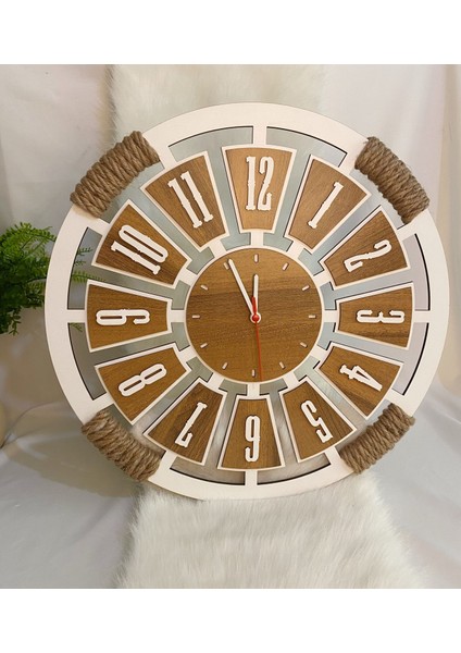 Halat Detaylı Ahşap Duvar Saati