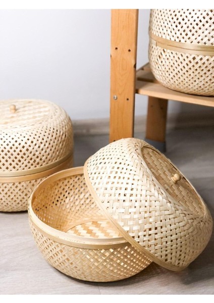 Şık Bambu Kapaklı Kutu ve Sepet, Modern ve Bohem Tarzda Rattan Dekorasyon fiyatları
