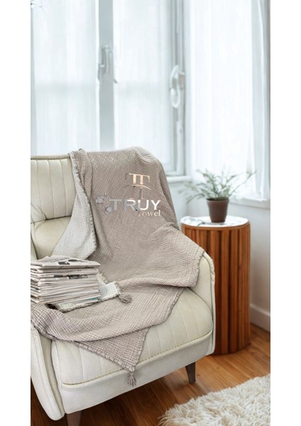 %100 Pamuk Müslin Tv Battaniyesi Ekru 120X220 - Ekru fiyatları