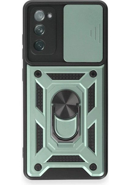 Samsung Galaxy S20 Fe Kılıf Pars Lens Yüzüklü Silikon - Yeşil Arbkd
