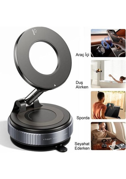 Manyetik Vakum Araç Montaj Telefon Tutucu X68 Stand 360 ° Ayarlanabilir Katlanabil