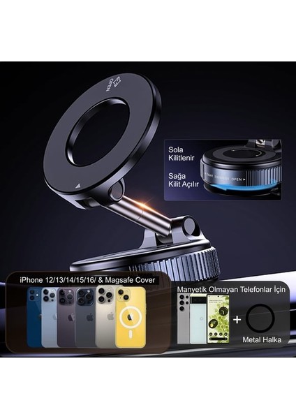 Manyetik Vakum Araç Montaj Telefon Tutucu X68 Stand 360 ° Ayarlanabilir Katlanabil modelleri