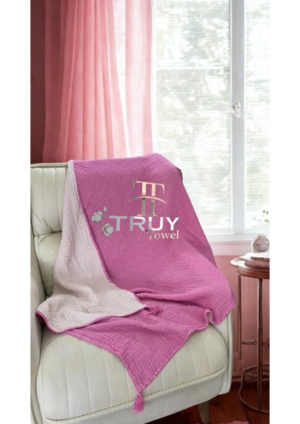 %100 Pamuk Müslin Tv Battaniyesi Fuşya 100X200 - Fusya indirimleri