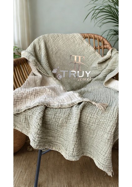 %100 Pamuk Müslin Tv Battaniyesi Çağla Yeşili 120X220 - Çağla Yeşili fiyatları