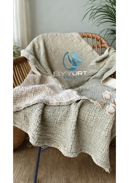 %100 Pamuk Müslin Tv Battaniyesi Çağla Yeşili 120X220 - Çağla Yeşili modelleri