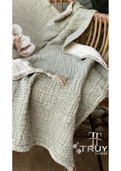 %100 Pamuk Müslin Tv Battaniyesi Çağla Yeşili 120X220 - Çağla Yeşili fırsatları