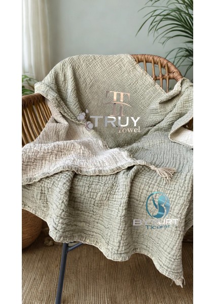 %100 Pamuk Müslin Tv Battaniyesi Çağla Yeşili 120X220 - Çağla Yeşili indirimleri