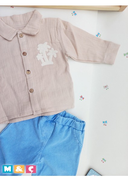 Erkek Bebek Çocuk Bayram ve Özel Günler Için Muslin Gömlel Pantolon 2li Alt Üst Takım modelleri