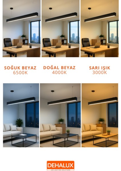 Linear LED Aydınlatma 150CM 48W Antrasit Kasa Lineer LED |sıcak Beyaz 3000K|OFIS, Mağaza, Ev, Otel, Plaza, Hastane fırsatları