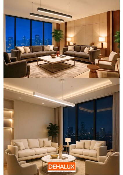 Linear LED Aydınlatma 150CM 48W Antrasit Kasa Lineer LED |sıcak Beyaz 3000K|OFIS, Mağaza, Ev, Otel, Plaza, Hastane indirimleri