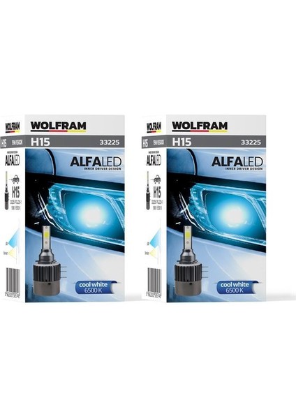33225 - Ampul Alfa Fansız H15 LED Zenon 1.800 Lümen 12V 19W
