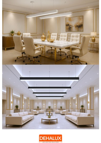 120CM 40W Antrasit Kasa Linear LED | Soğuk Beyaz 6500K | Ofis, Mağaza, Ev, Otel, Plaza, Hastane
