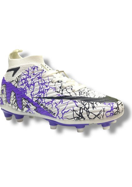 Yeni Model Çoraplı Krampon Beyaz Mor Desenli